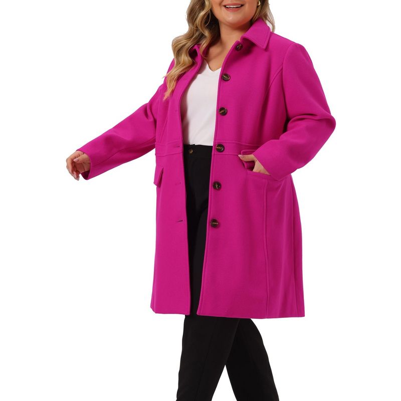 Agnes Orinda Women's Plus Size Winter Outerwear Single Breasted Long Overcoats, 2 of 6