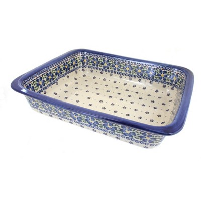 Blue Rose Polish Pottery Spring Blossom Lasagna Dish