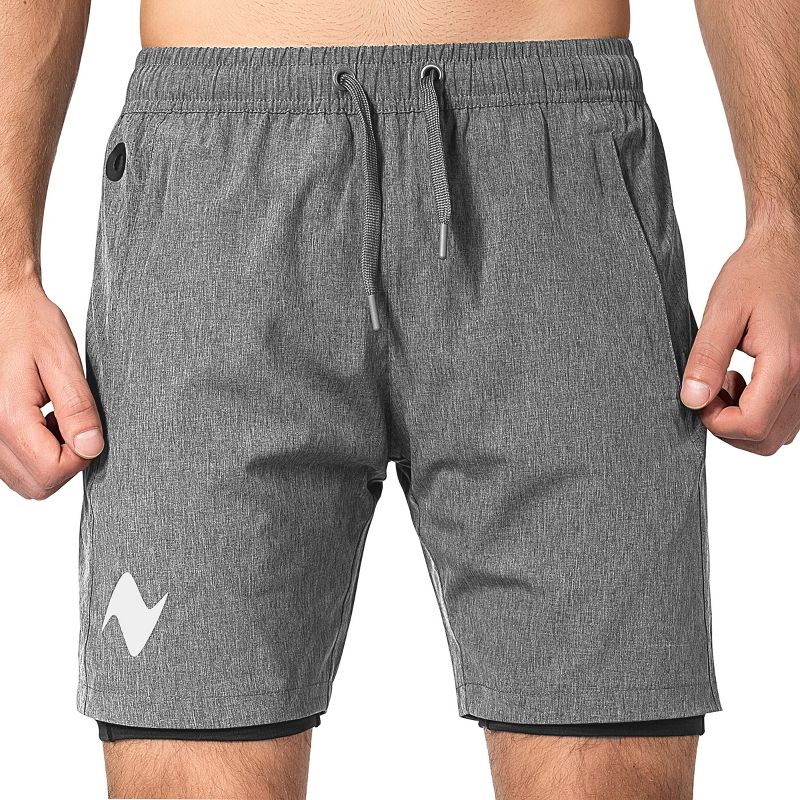 Zilpu Mens Quick Dry Athletic Performance Shorts with Zipper Pocket (7 inch), 5 of 7