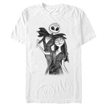 Men's The Nightmare Before Christmas Jack and Sally Black and White Dance Sketch T-Shirt