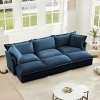 Slipcovered Sectional Sofa, 3 Seater Sofa with Removable Cover, Sofa Couch with Ottoman, Chenille Fabric Sectional Sofas-Cuddlewood - 3 of 4