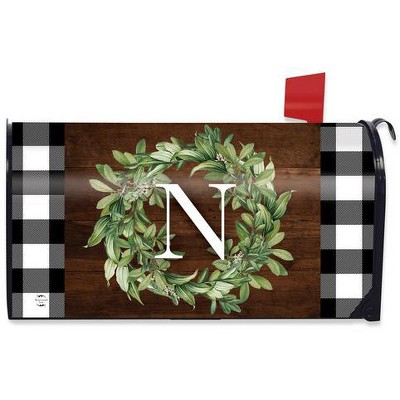 Wreath Monogram Letter N Mailbox Cover Everyday Standard Briarwood Lane