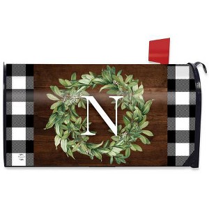 Wreath Monogram Letter N Mailbox Cover Everyday Standard Briarwood Lane - 1 of 3