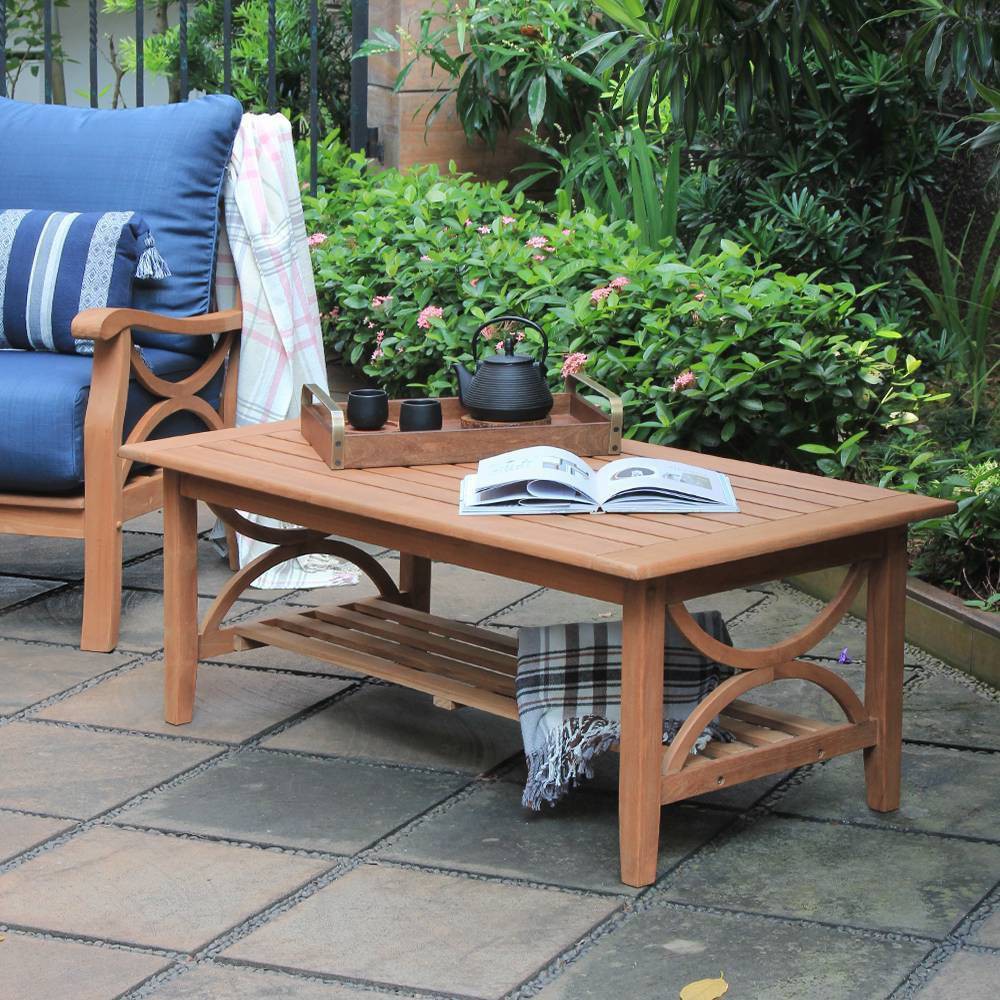 Photos - Garden Furniture Abbington Teak Patio Coffee Table - Natural Teak - Cambridge Casual