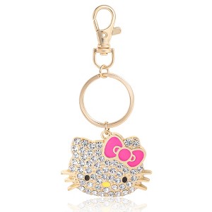 Hello Kitty Pave Crystal Bling Embellished Travel Keychain - 1 of 4