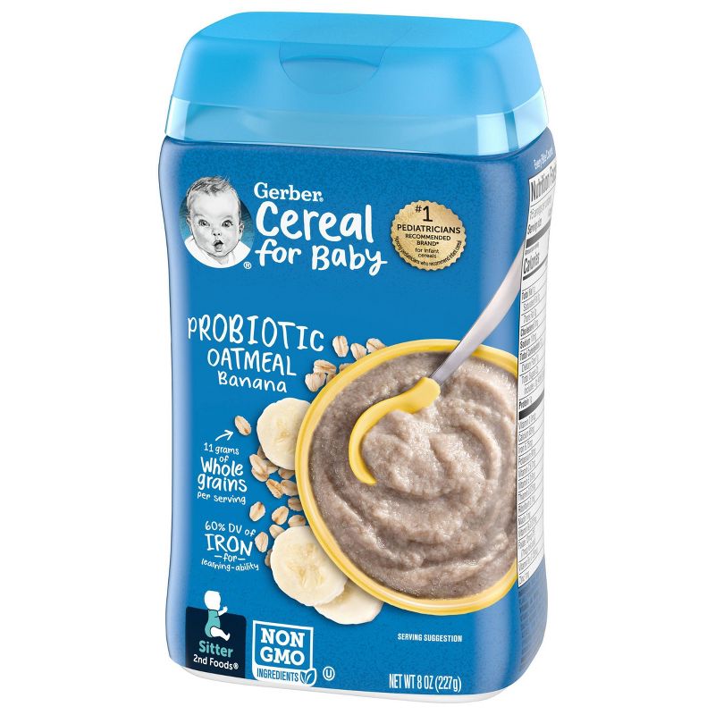 Gerber Probiotic Oatmeal Banana Baby Cereal - 8oz, 4 of 15