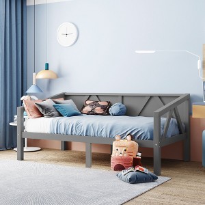 NicBex Twin/Full Modern Bed Frame Sofa Bed with Bedside Rails,High-Legged Daybed Platform Bed for Bedroom,Study,Kids Room - 1 of 4