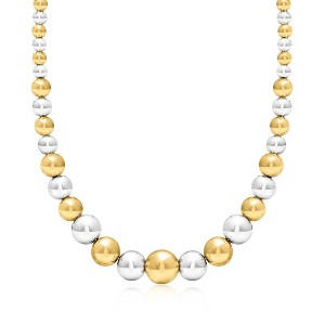 Ross-Simons Italian 6-14mm Sterling Silver and 18kt Gold Over Sterling Graduated Bead Necklace - 1 of 3