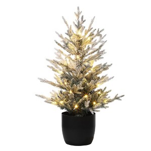Artificial Christmas tree with built-in lights, pre-assembled for easy setup, perfect for home and indoor holiday decor. - 1 of 4