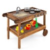 Yinvani Outdoor Movable Mud Kitchen with 2 Rolling Wheels and 1 Push Handle - 2 of 4