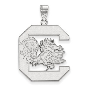 Black Bow Jewelry 10k White Gold South Carolina Gamecocks NCAA Extra Large Pendant - 1 of 3