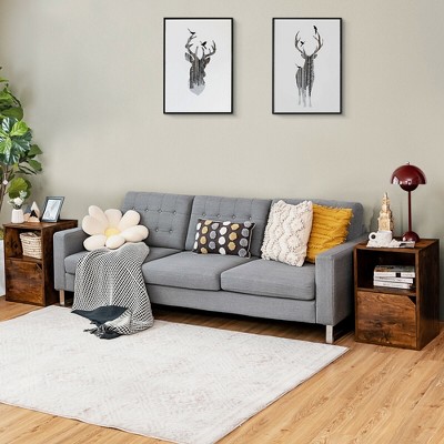Rustic Brown MDF and Engineered Wood Nightstand Set with Storage