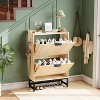 Shoe Cabinet with 2 Flip Drawers - Freestanding Fluted Shoe Storage Organizer with Metal Legs, Slim Hidden Shoe Rack for Entryway Bedroom - 2 of 4