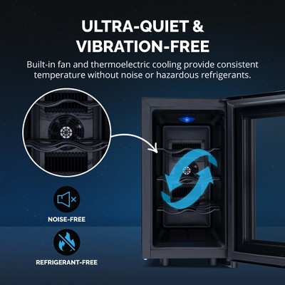 Black Mirrored Glass 8-Bottle Thermoelectric Wine Cooler