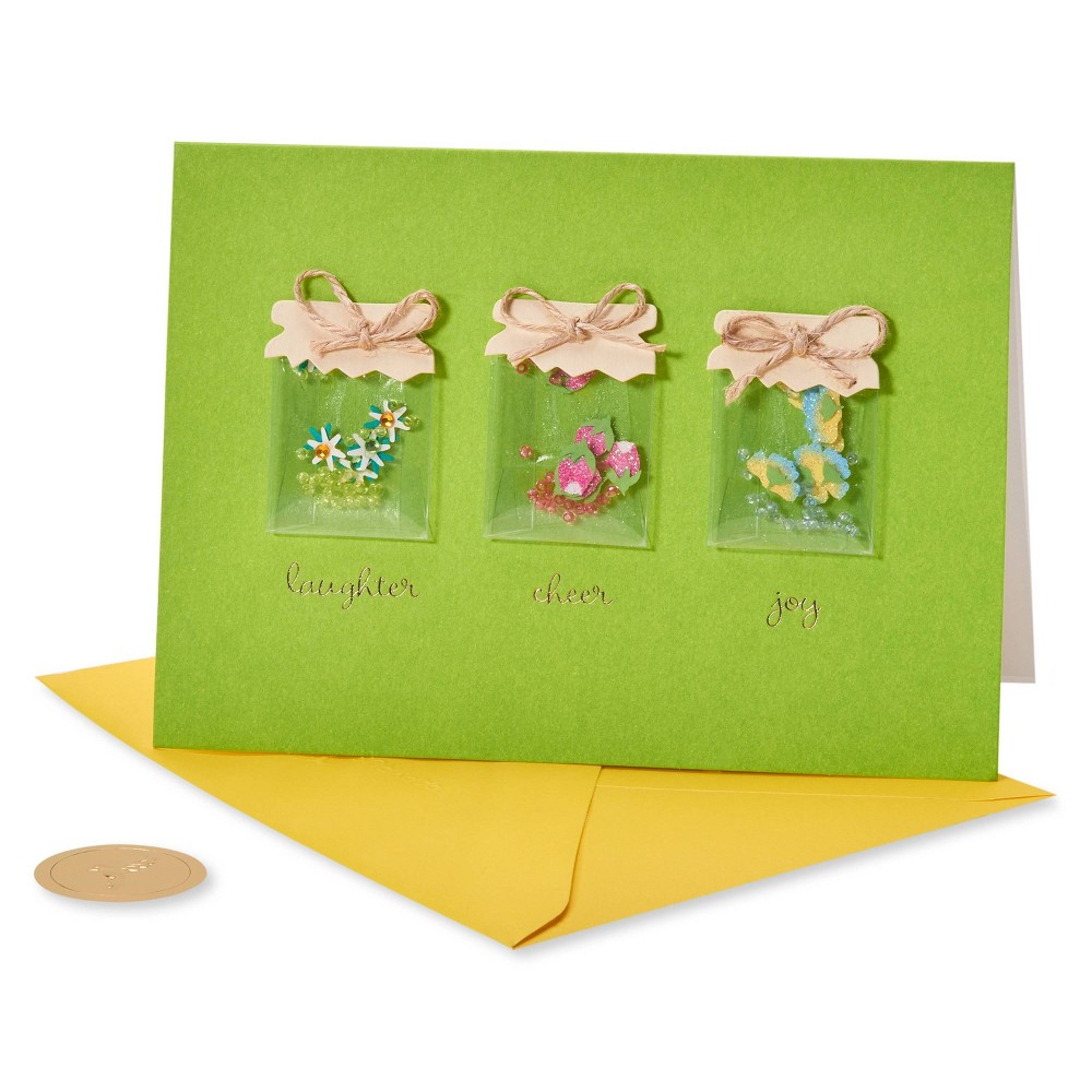 Photos - Envelope / Postcard Jars with Flowers Green/Yellow/Pink - PAPYRUS