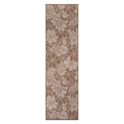 World Rug Gallery Modern Floral Flowers Textured Flat Weave Indoor/Outdoor  Area Rug - BROWN 2'x7