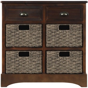 Chery Life Rustic Storage Cabinet with Two Drawers and Four Classic Rattan Basket for Dining Room, Living Room - 1 of 4