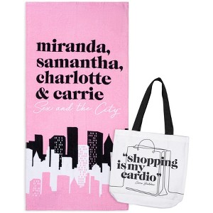 Jay Franco Sex and The City Beach Bath Towel and Canvas Tote Bag Set - 1 of 4