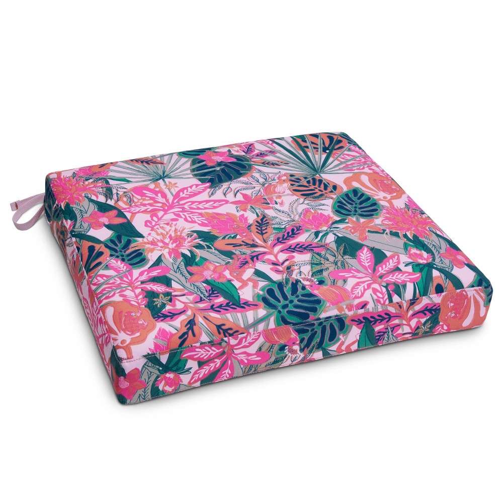 Photos - Pillow Vera Bradley 19"x19" Rainforest Canopy Outdoor Patio Seat Cushion Coral: Water-Resistant, Zippered, Foam Filled 