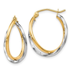 Black Bow Jewelry Double Twisted Freeform Hoops in 10k Two Tone Gold, 20mm (3/4 Inch) - 1 of 4