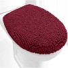 Home Mart Goods 2 Piece Set Burgundy Soft Cozy Plush Chenille Bath Mat Bathroom Rug & Toilet Seat Cover - 2 of 4