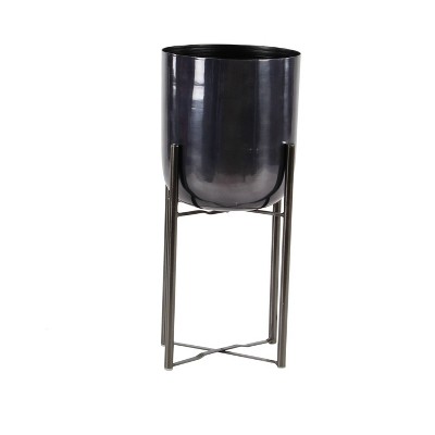 Set of 2 Black Iron Indoor/Outdoor Planters with Stands