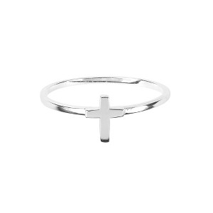 Dicksons Polished Box Cross with Simple Band Silver Plated Size 8 Ring - 1 of 1