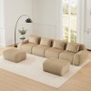 GDFStudio Greer 146.4" Modern U-Shaped Flannelette Upholstered 4-Seater Sectional Sofa with 2 Ottomans and Pillows - 2 of 4