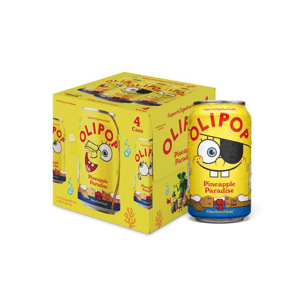 OLIPOP Spongebob Pineapple Paradise Soda - 4pk/12 fl oz Cans
