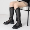 Allegra K Women's Mesh Round Toe Back Zip Chunky Heels Knee High Boots - 2 of 4