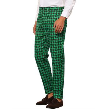Lars Amadeus Men's Big and Tall Regular Fit Houndstooth Plaid Trousers