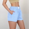 Anna-Kaci Lounge Women's Vertical Stripe Lounge Shorts with Elastic Waistband Faux Fly Front and Relaxed Fit Side Pockets - 3 of 4
