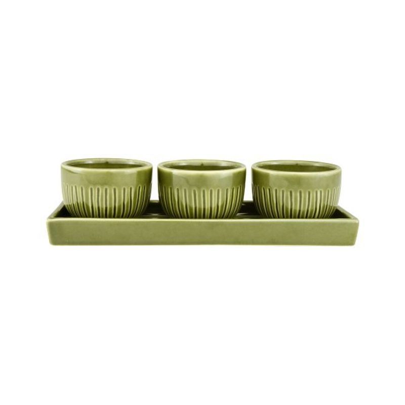 Zak Designs Green Stoneware Condiment Bowl Set 4 Piece, 1 of 2