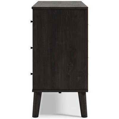 Piperton 6-Drawer Black and Light Brown Dresser