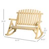 Outdoor Wooden Rocking Chair, Double-Person Rustic Adirondack Rocker with Slatted Seat, High Backrest, Armrests for Patio, Garden and Porch - 3 of 4