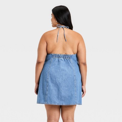 Women Mini Halter Denim Dress – Universal Thread