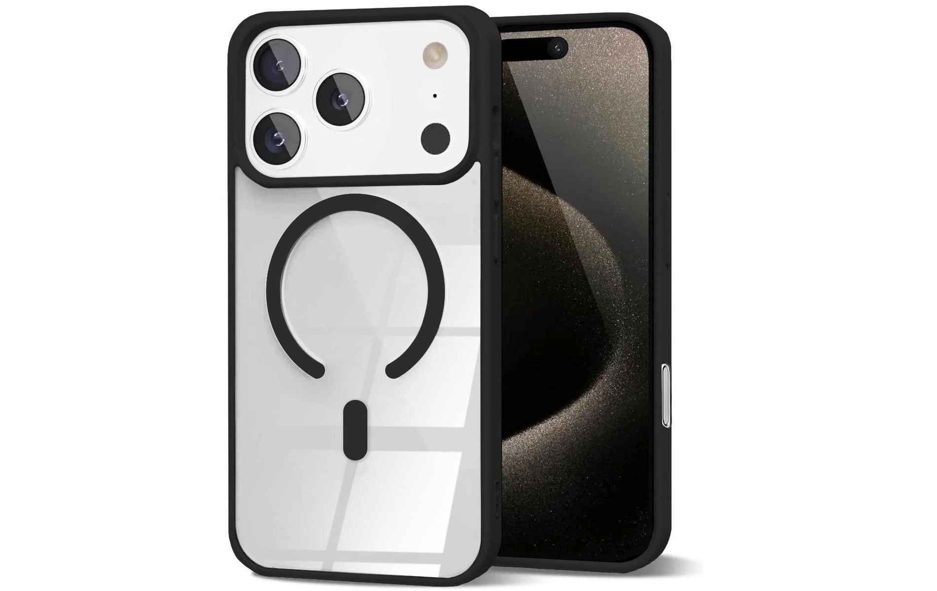 Entronix [Magnetic] Case Compatible with iPhone 17 Pro - [Clear Back] Soft Matte Frame