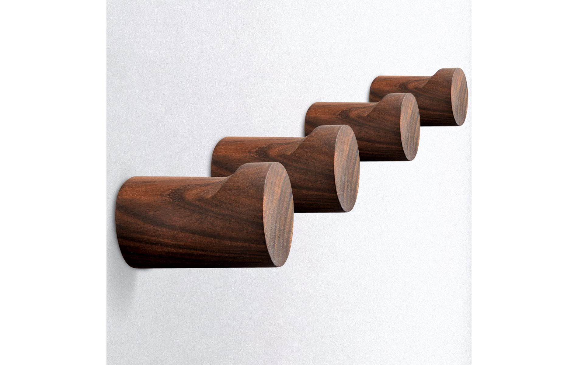 Zeus & Ruta Modern Walnut Wall Hooks 4-Pack Elegant Solid Wood Hangers for Towels & Coats Wall Mounted Home Decor