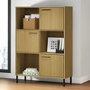 vidaXL Solid Pine Wood Bookcase, Rustic Brown Free-Standing Bookshelf with Metal Legs & 6 Compartments - 2 of 4