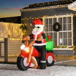 CIPACHO 6FT Christmas Inflatable Santa Claus Riding A Motorcycle with Toy Bag, Outdoor Blow-Up Yard Decoration with LED Lights Display - 1 of 4