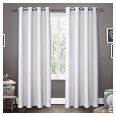 Sateen Blackout Curtain Panel Set White 52 X84 Exclusive Home
