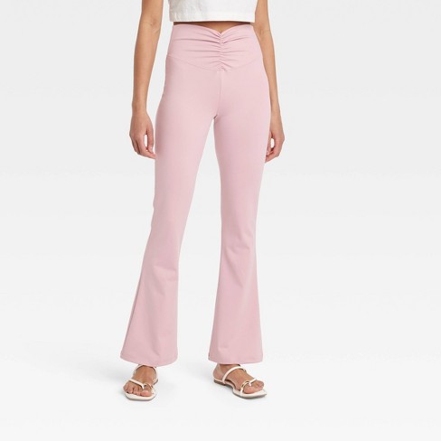 Cotton Foldover Flare Leggings - PINK