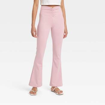 Express Endless Rose High Waisted Fitted Knit Flare Pants Pink
