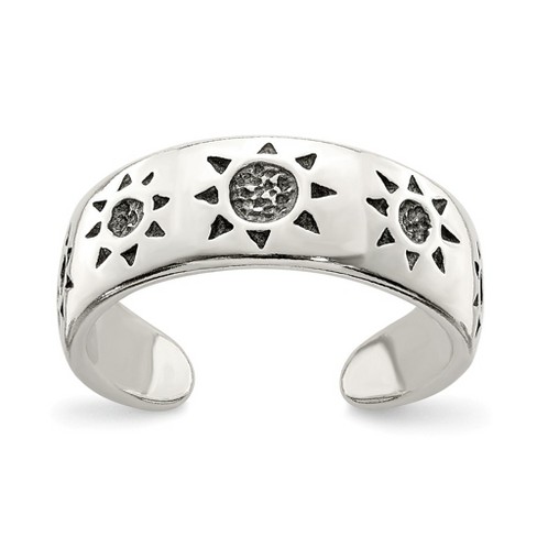 Black Bow Jewelry Antiqued Sun Toe Ring In Sterling Silver Target