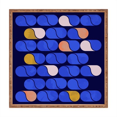 13" Wood Showmemars Modern Pattern Small Square Tray Blue - society6