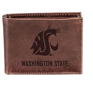 Evergreen NCAA Washington State Cougars Brown Leather Bifold Wallet Officially Licensed with Gift Box - 1 of 1