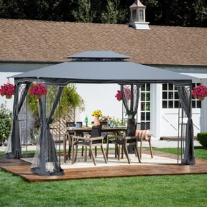13x10 Outdoor Patio Gazebo Canopy Tent With Ventilated Double Roof And Mosquito net(Detachable Mesh Screen On All Sides) - 1 of 4