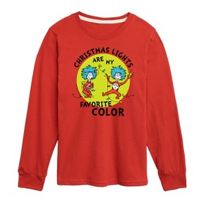 Boys' - The Cat in the Hat - Christmas Lights Are My Favorite Color Long Sleeve Graphic T-Shirt - 1 of 4