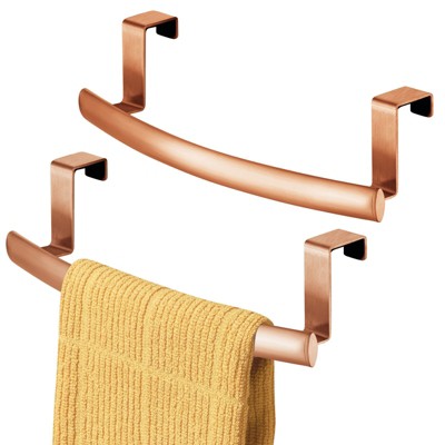 Mdesign Steel Over Door Curved Towel Bar Storage Hanger Rack - 2 Pack