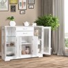Costway Buffet Storage Cabinet Console Cupboard W/Glass Door Drawers Kitchen Dining Room - 2 of 4